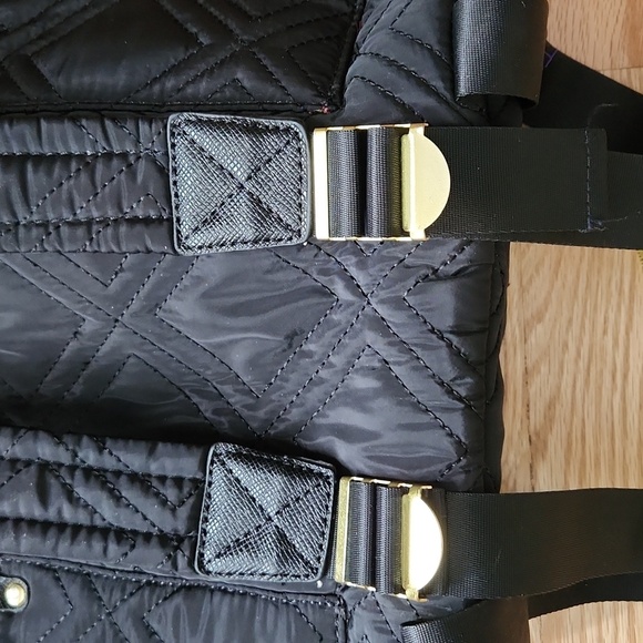 Adrienne Vittadini Black Quilted Backpack with Gold Accents main image 6